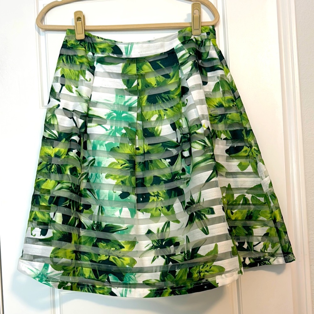 INC International Concepts Green Pleated A-Line Skirt